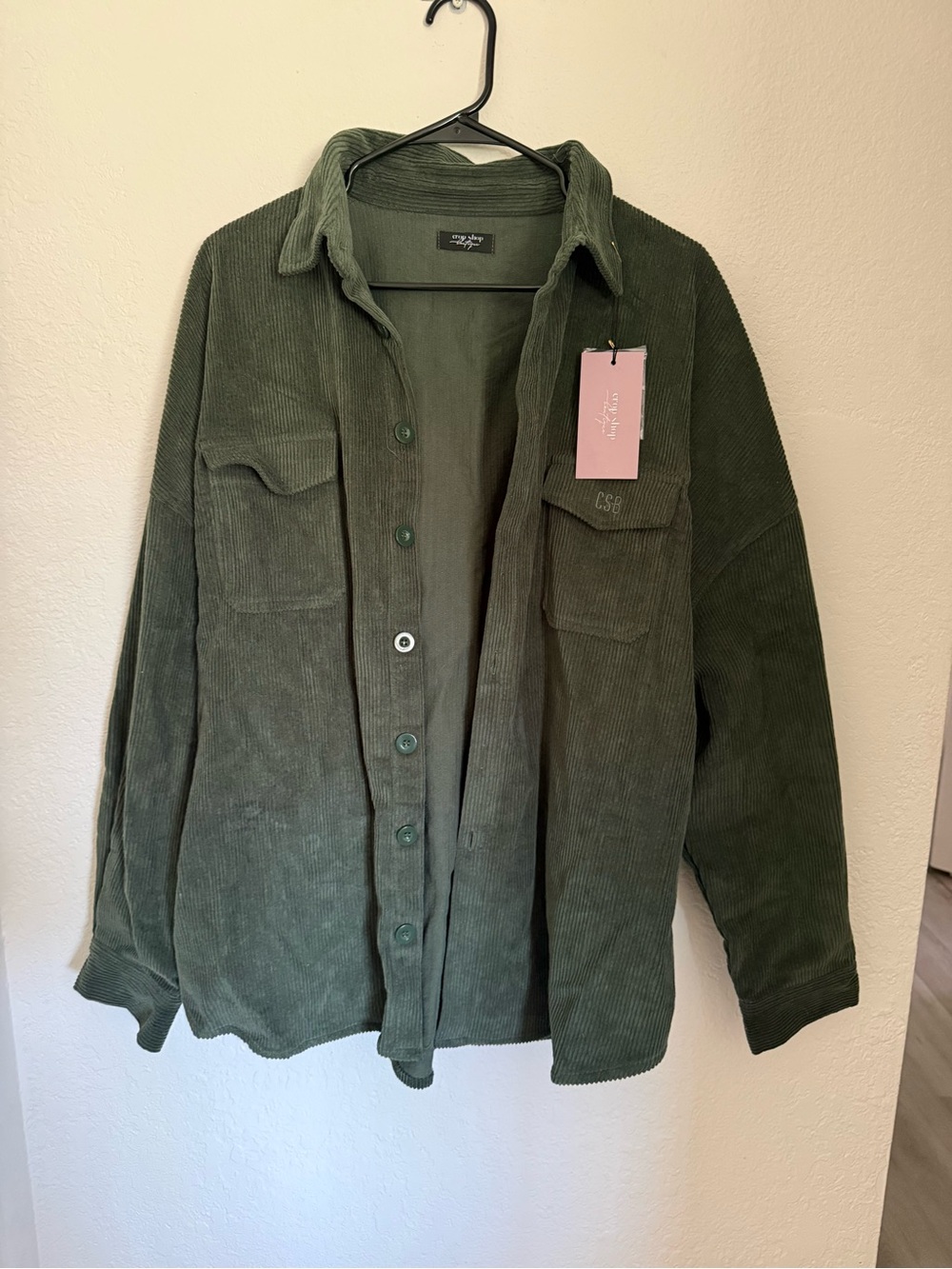 Crop Shop Boutique Olive Green Corduroy Shacket